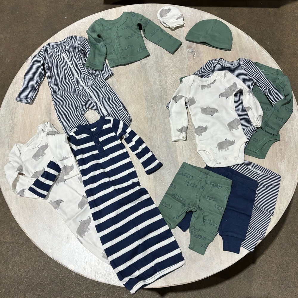 Baby 12-Piece Clothing Set - Stripes and Animal Prints